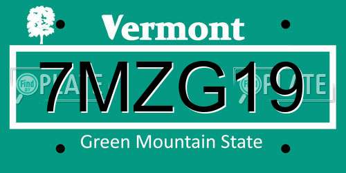 7MZG19 Vermont License Plate
