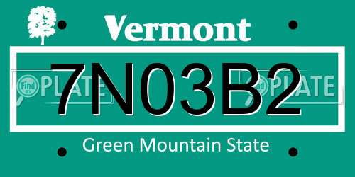 7N03B2 Vermont License Plate