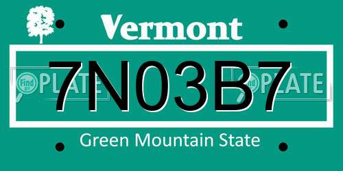 7N03B7 Vermont License Plate