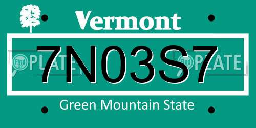 7N03S7 Vermont License Plate