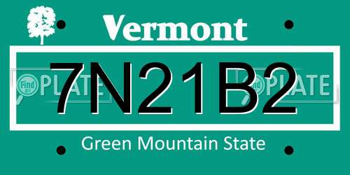 7N21B2 Vermont License Plate
