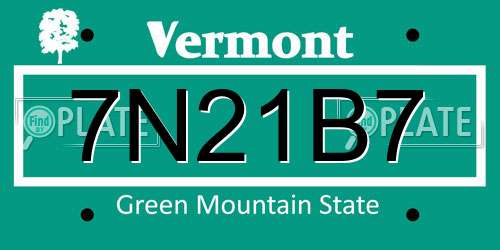 7N21B7 Vermont License Plate