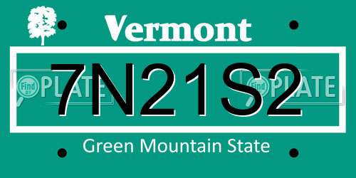 7N21S2 Vermont License Plate