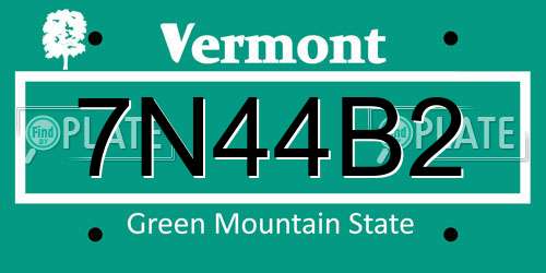 7N44B2 Vermont License Plate