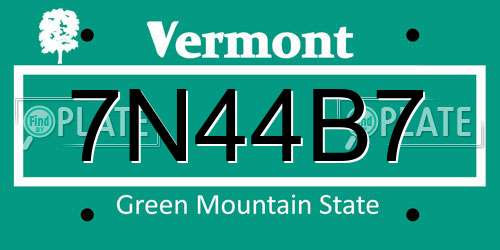 7N44B7 Vermont License Plate