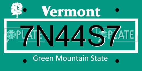 7N44S7 Vermont License Plate
