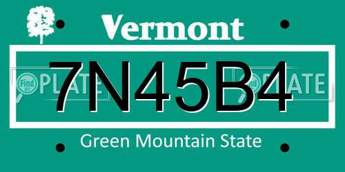 7N45B4 Vermont License Plate