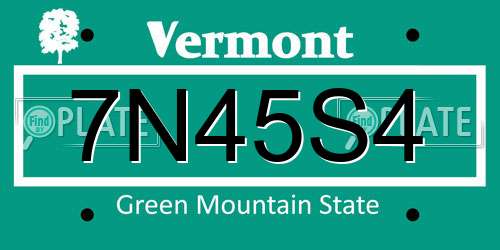 7N45S4 Vermont License Plate