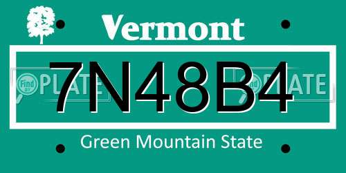 7N48B4 Vermont License Plate
