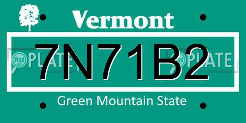 7N71B2 Vermont License Plate