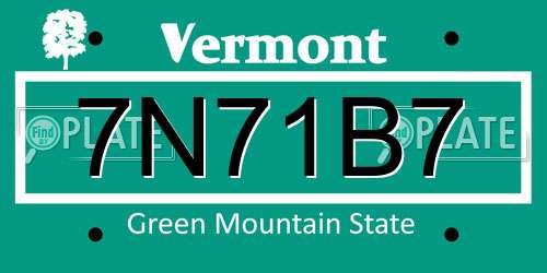 7N71B7 Vermont License Plate