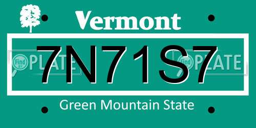 7N71S7 Vermont License Plate