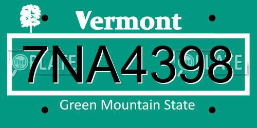 7NA4398 Vermont License Plate