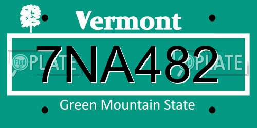 7NA482 Vermont License Plate