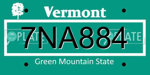 7NA884 Vermont License Plate
