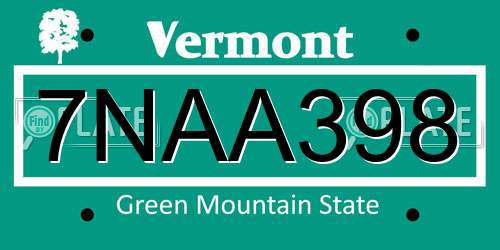 7NAA398 Vermont License Plate