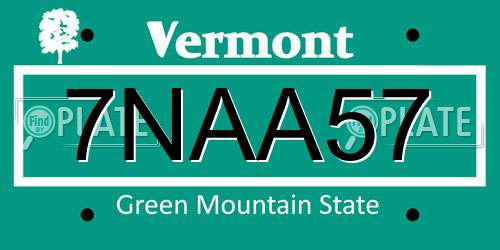 7NAA57 Vermont License Plate