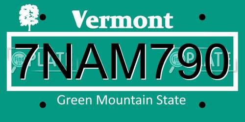 7NAM790 Vermont License Plate