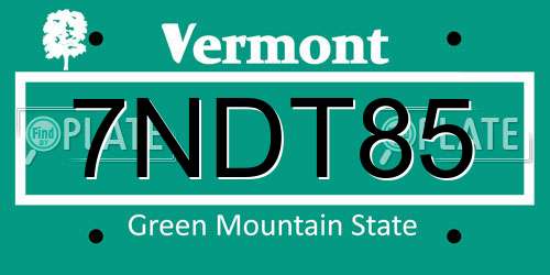 7NDT85 Vermont License Plate