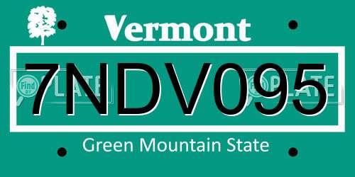 7NDV095 Vermont License Plate