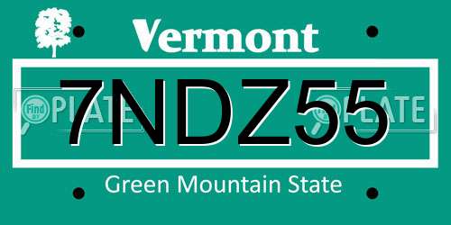 7NDZ55 Vermont License Plate