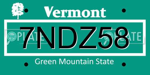 7NDZ58 Vermont License Plate