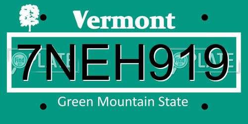 7NEH919 Vermont License Plate
