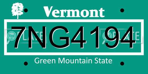 7NG4194 Vermont License Plate