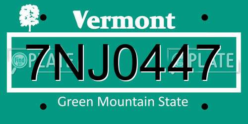 7NJ0447 Vermont License Plate