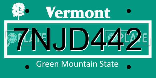 7NJD442 Vermont License Plate