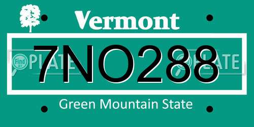 7NO288 Vermont License Plate