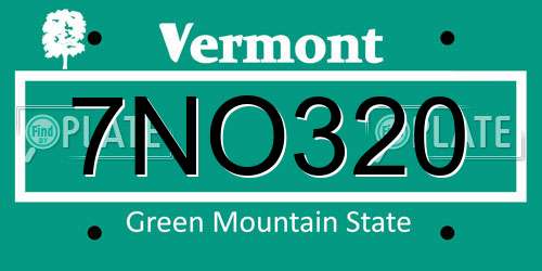 7NO320 Vermont License Plate