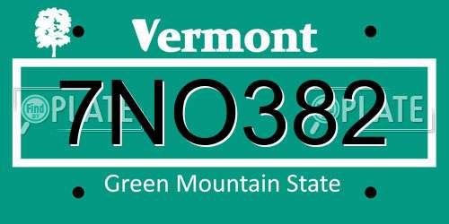 7NO382 Vermont License Plate