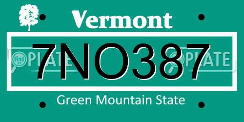 7NO387 Vermont License Plate