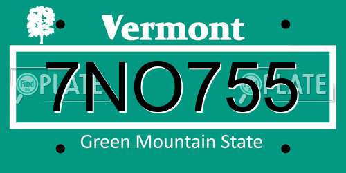 7NO755 Vermont License Plate