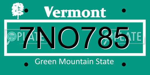 7NO785 Vermont License Plate