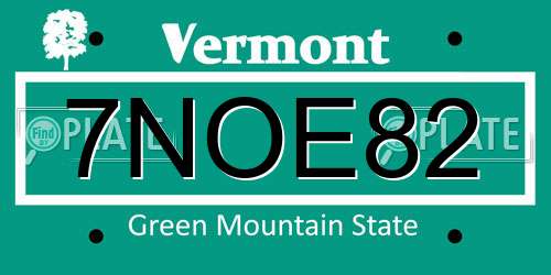 7NOE82 Vermont License Plate