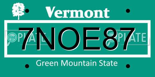 7NOE87 Vermont License Plate
