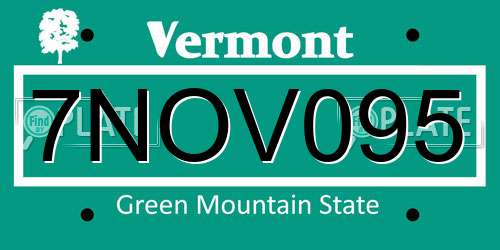 7NOV095 Vermont License Plate
