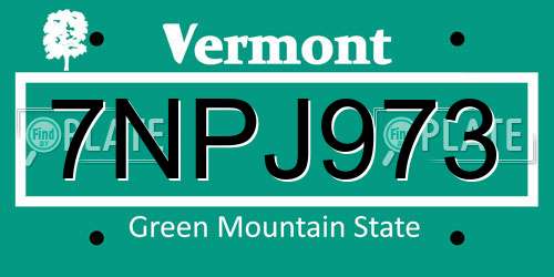 7NPJ973 Vermont License Plate