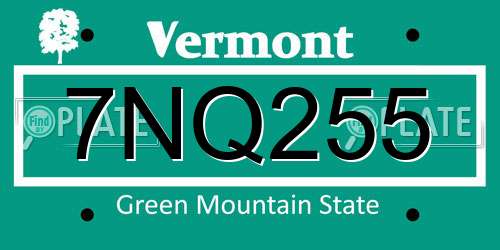 7NQ255 Vermont License Plate