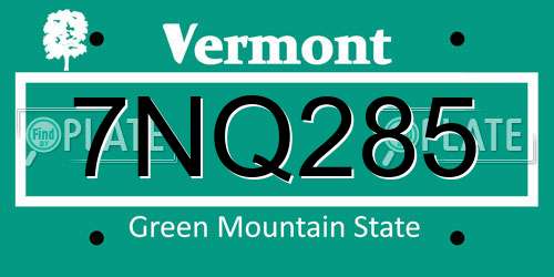 7NQ285 Vermont License Plate