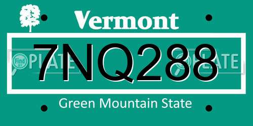 7NQ288 Vermont License Plate