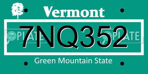 7NQ352 Vermont License Plate