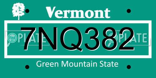 7NQ382 Vermont License Plate