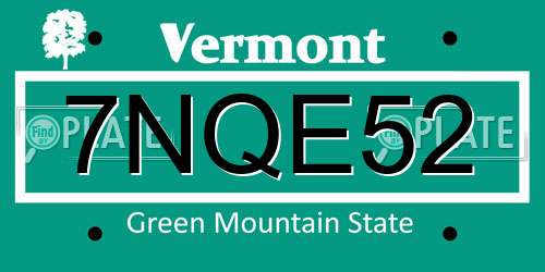 7NQE52 Vermont License Plate