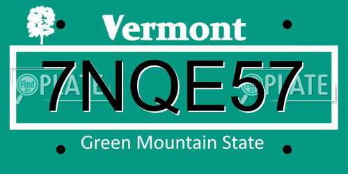7NQE57 Vermont License Plate