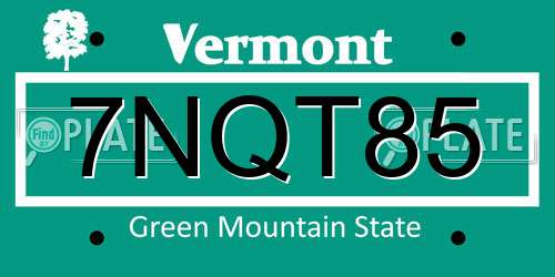 7NQT85 Vermont License Plate