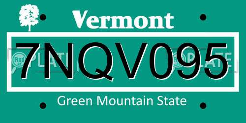 7NQV095 Vermont License Plate