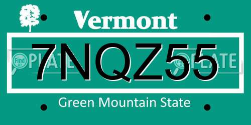 7NQZ55 Vermont License Plate